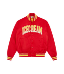 COLLEGE SATIN BOMBER - RED