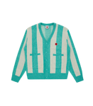 STRIPED KNITTED CARDIGAN - TEAL STRIPE
