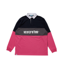 SWITCHING RUGBY SHIRT - NAVY/GREY/PINK